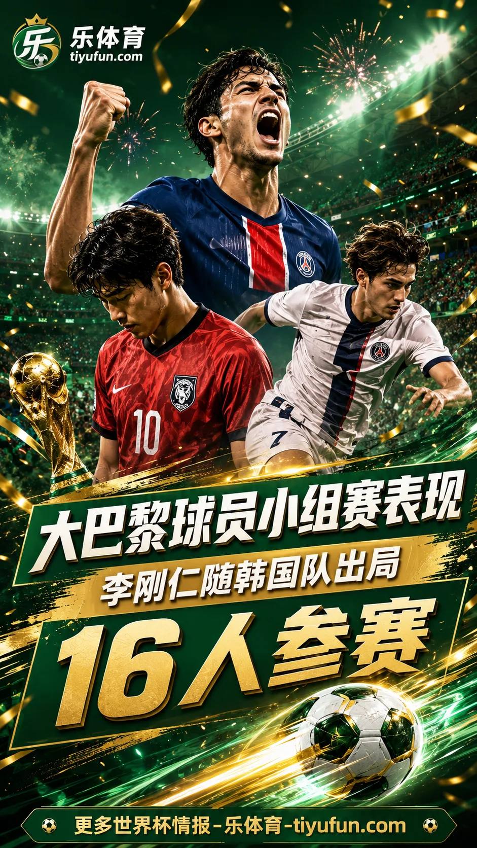 大巴黎球员小组赛表现：李刚仁随韩国队出局，16人参加2026杯