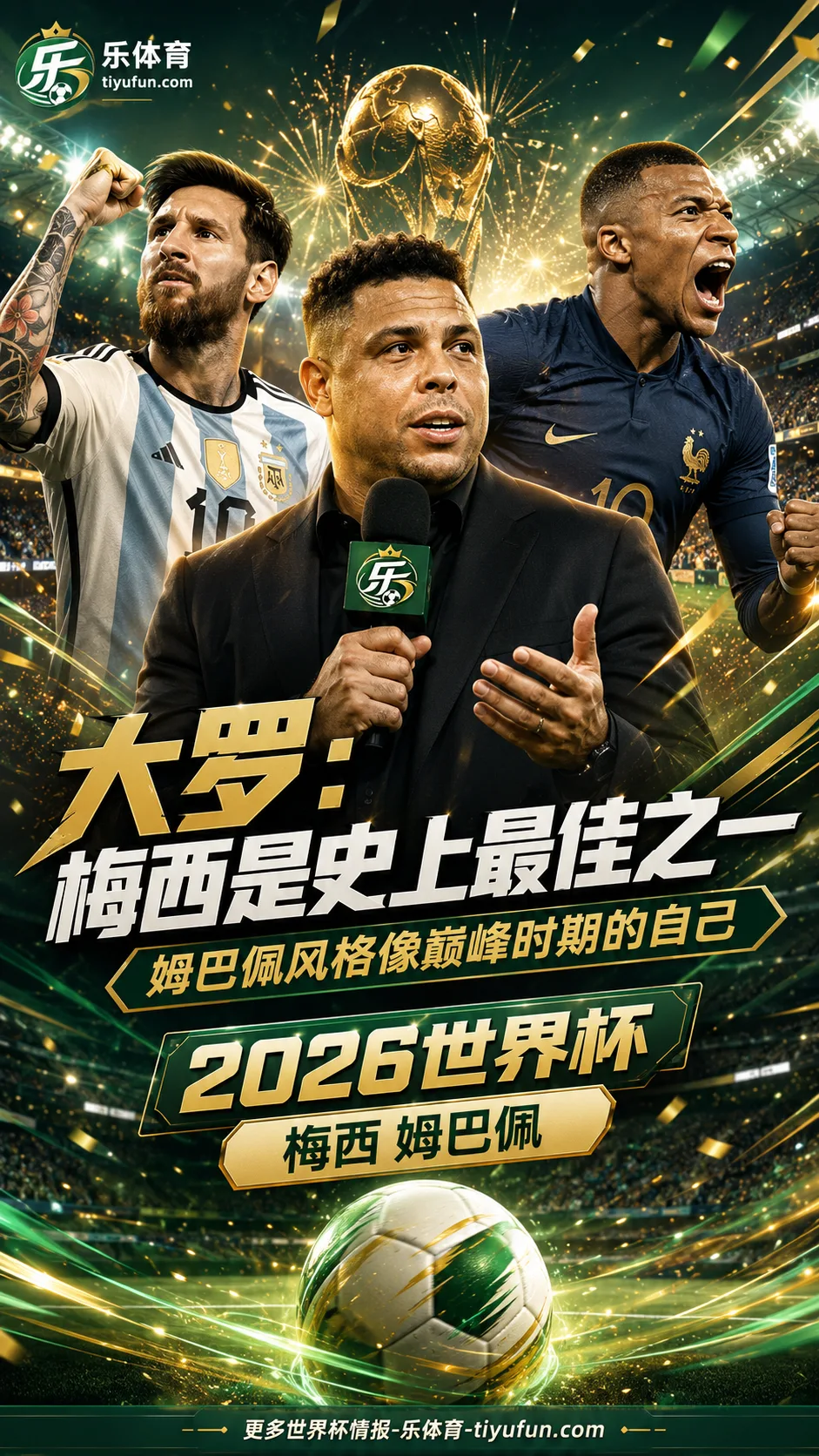 大罗谈2026世界杯：梅西是史上最佳之一，姆巴佩像巅峰时期的自己