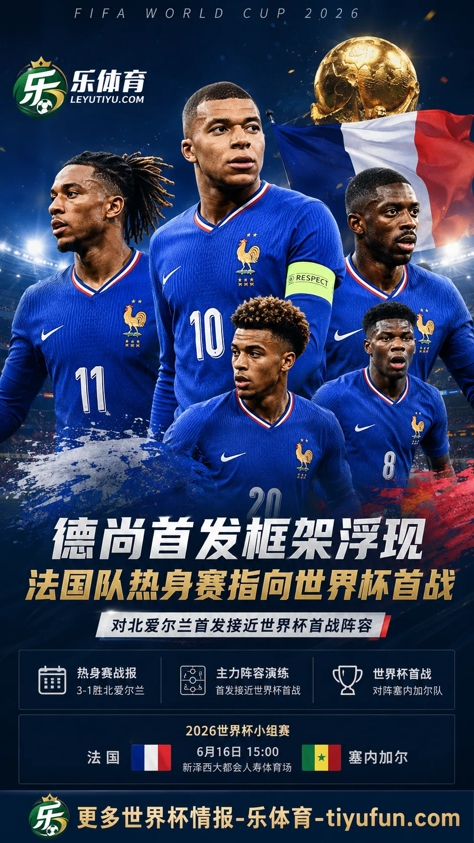 德尚首发框架浮现,法国队最后热身赛指向世界杯首战