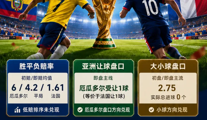 厄瓜多尔vs法国世界杯赛后复盘：0-0赔率偏差分析