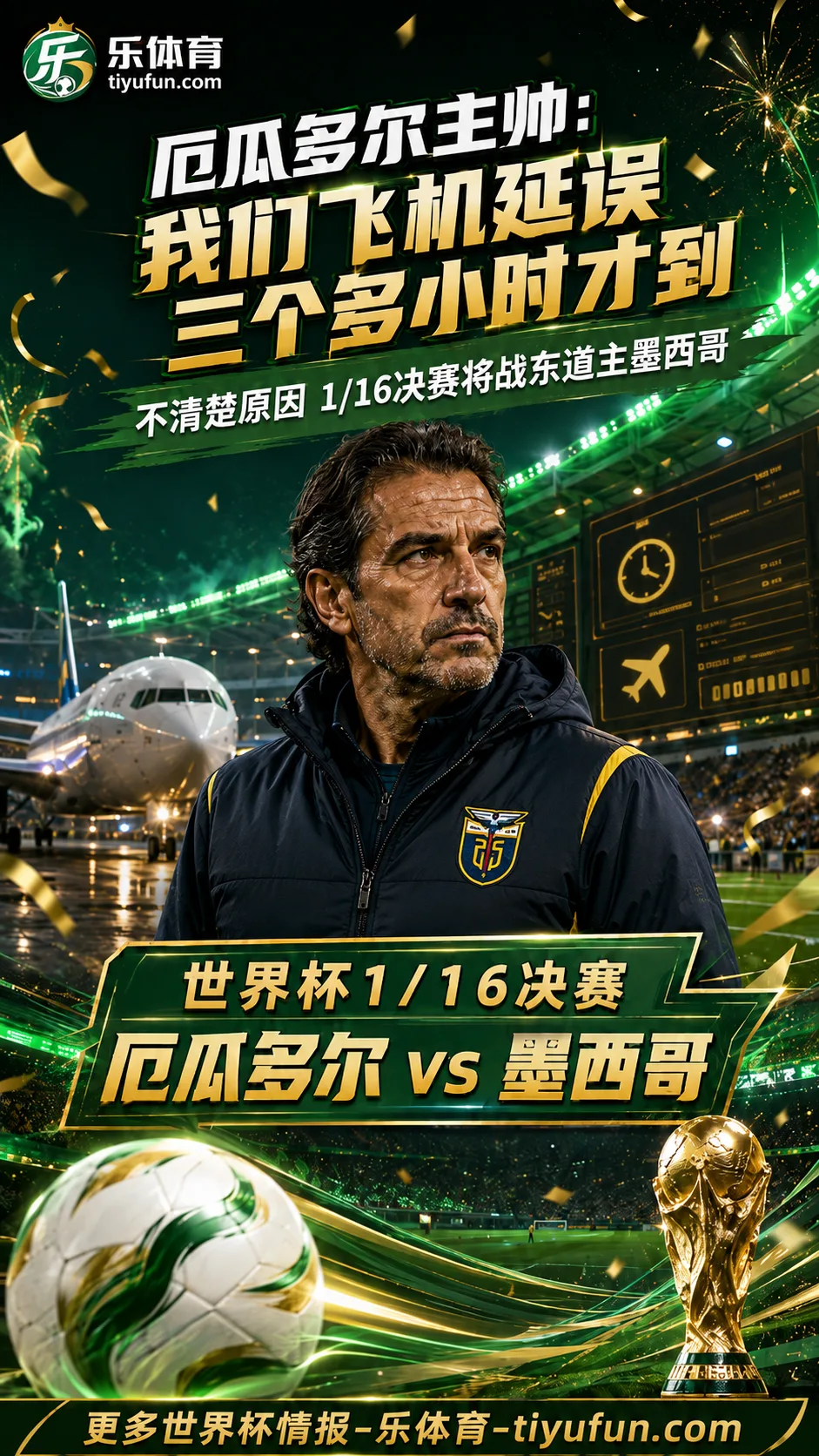 厄瓜多尔主帅谈航班延误：球队晚到三个多小时，1/16决赛将战东道主墨西哥