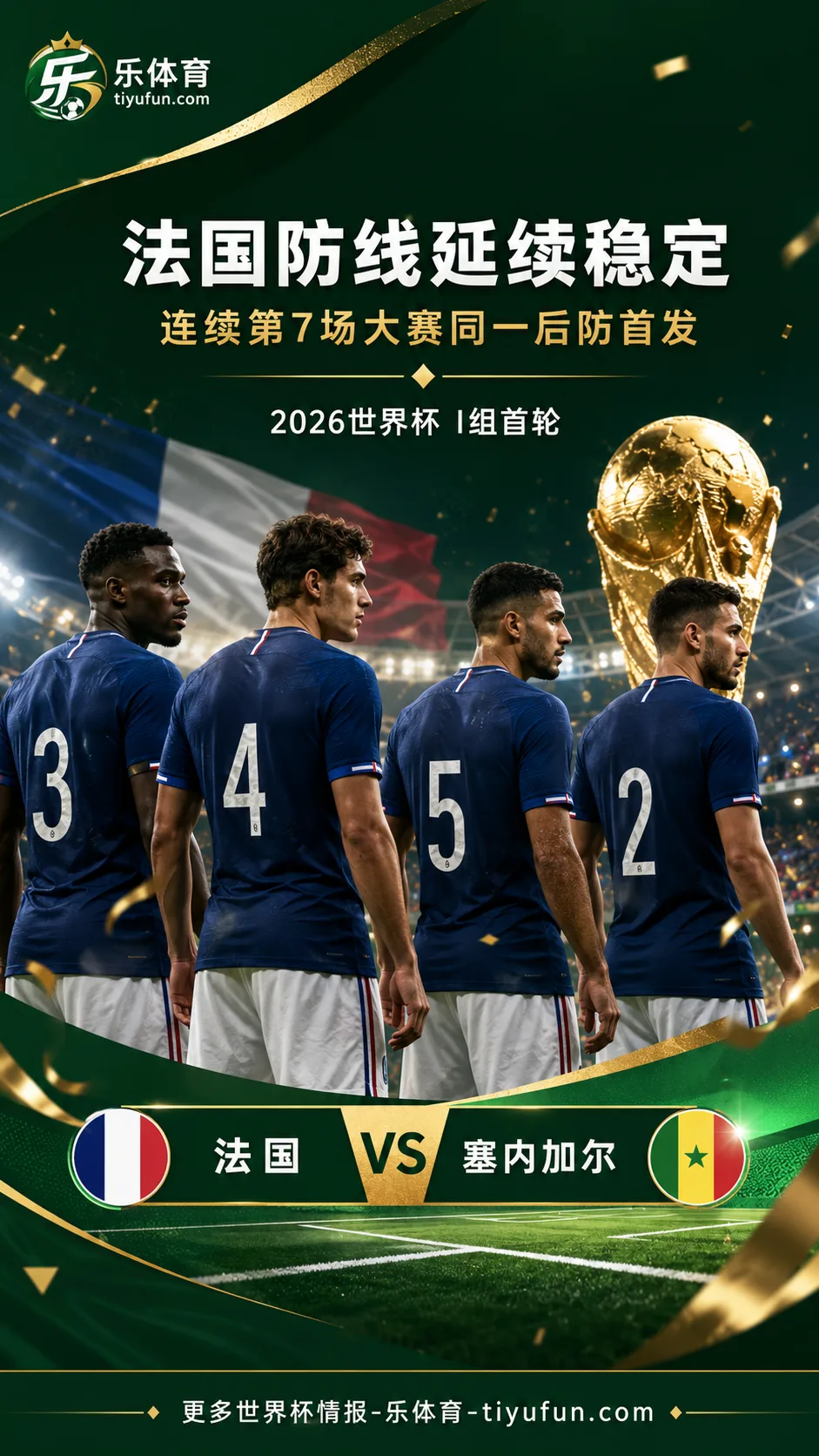 法国队世界杯首战首发确认：特奥、萨利巴、于帕梅卡诺、孔德继续搭档防线