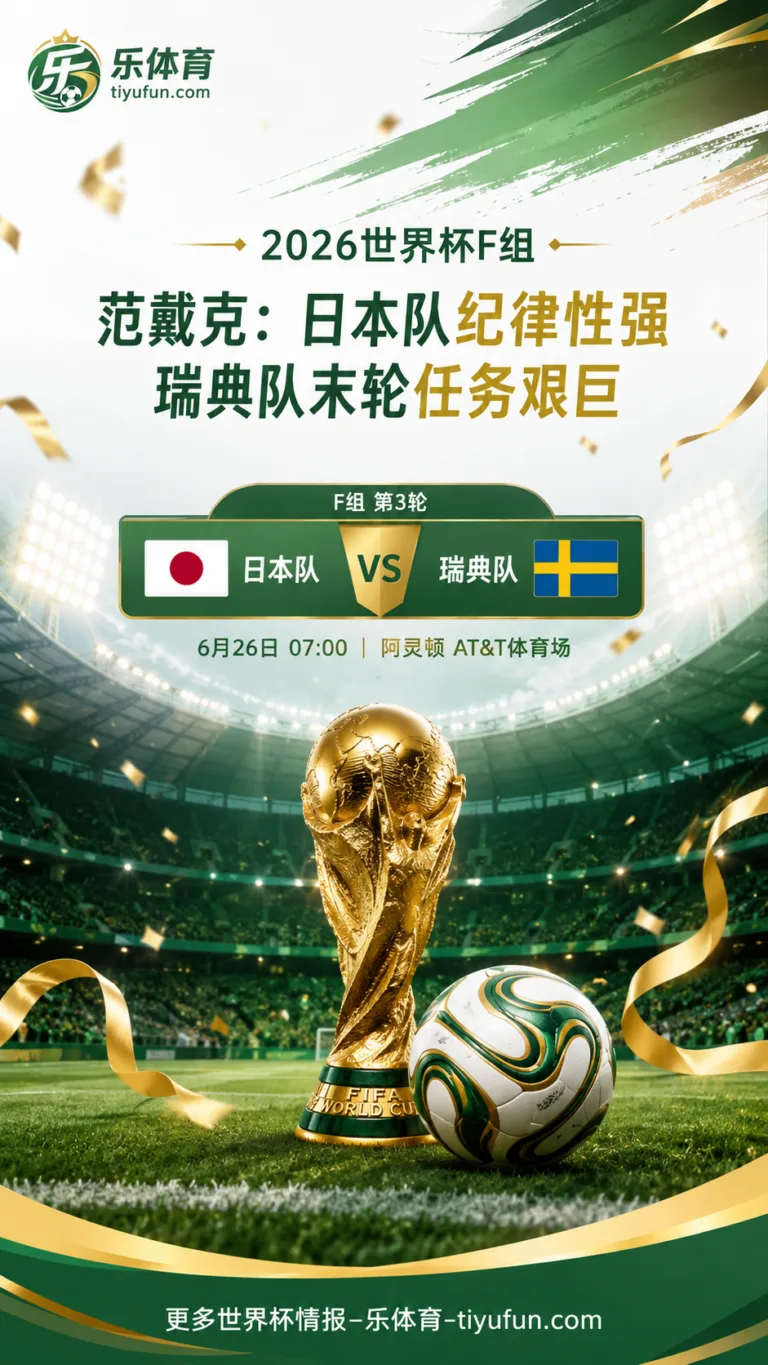 范戴克点评2026世界杯F组：日本队纪律性强，瑞典队末轮任务艰巨