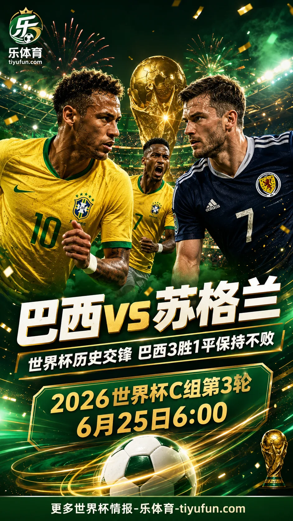 FIFA回顾巴西vs苏格兰世界杯交锋：巴西3胜1平保持不败