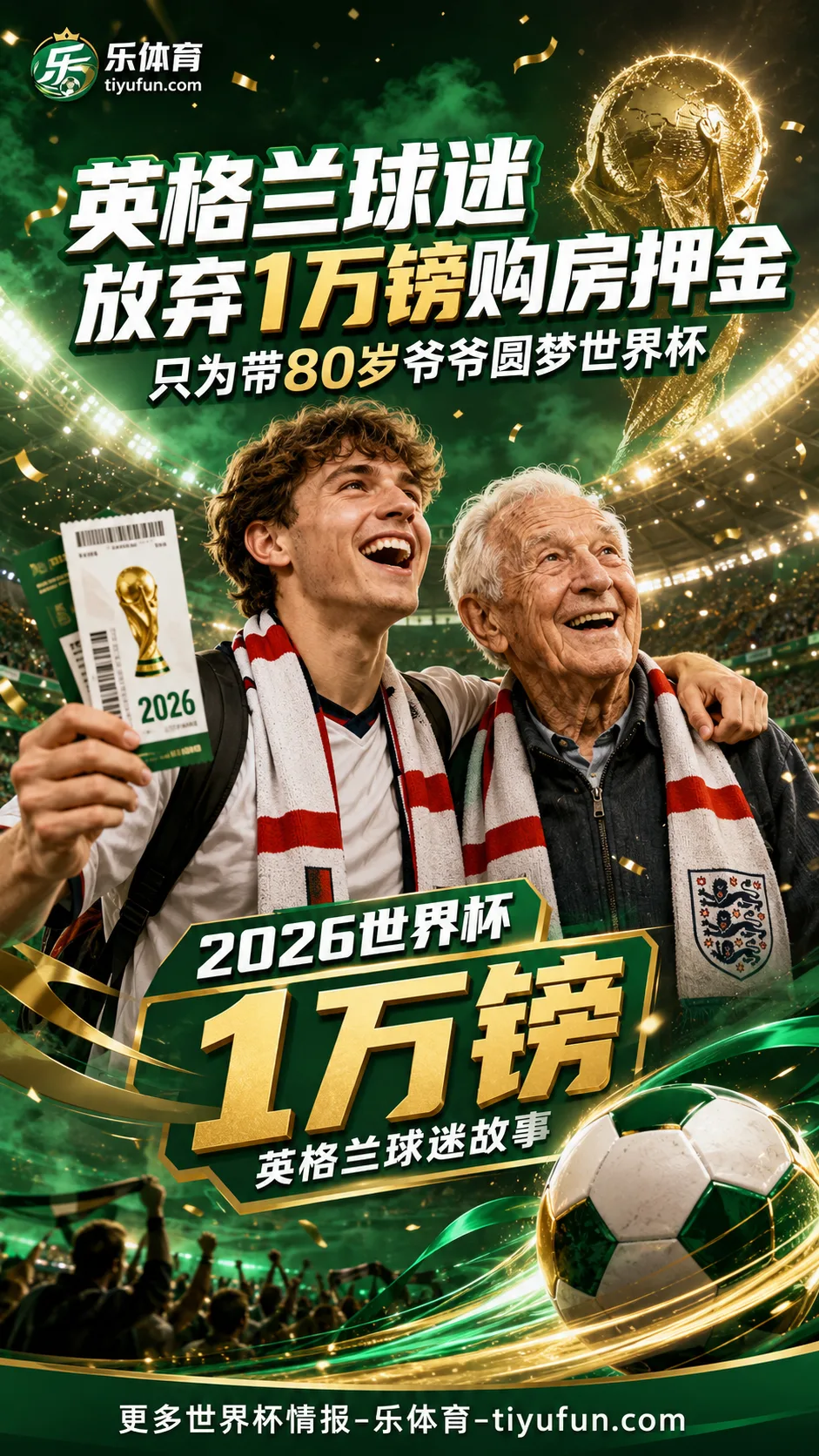 感人！英格兰球迷放弃1万镑购房押金，带爷爷圆梦2026世界杯