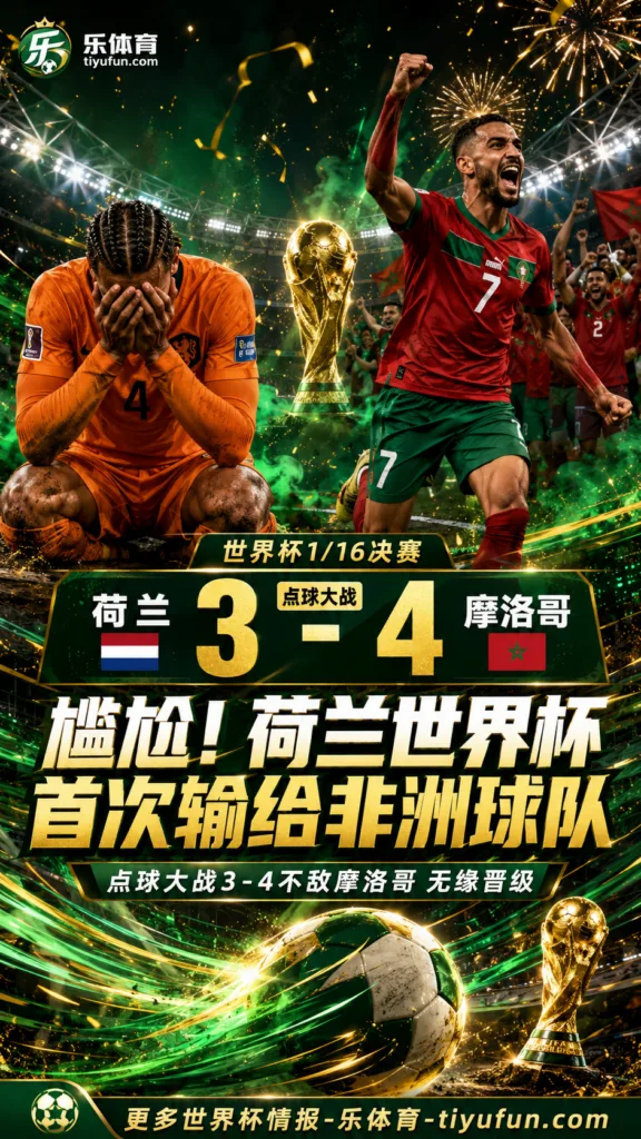 尴尬！荷兰点球3-4不敌摩洛哥，世界杯首次输给非洲球队
