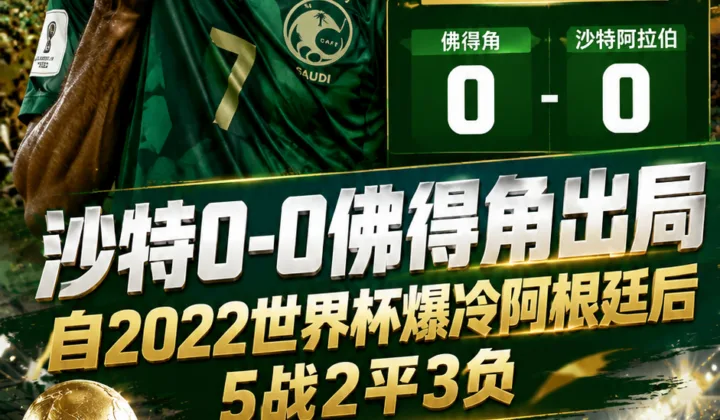 高光难续！沙特0-0佛得角出局，自2022世界杯爆冷阿根廷后5战2平3负