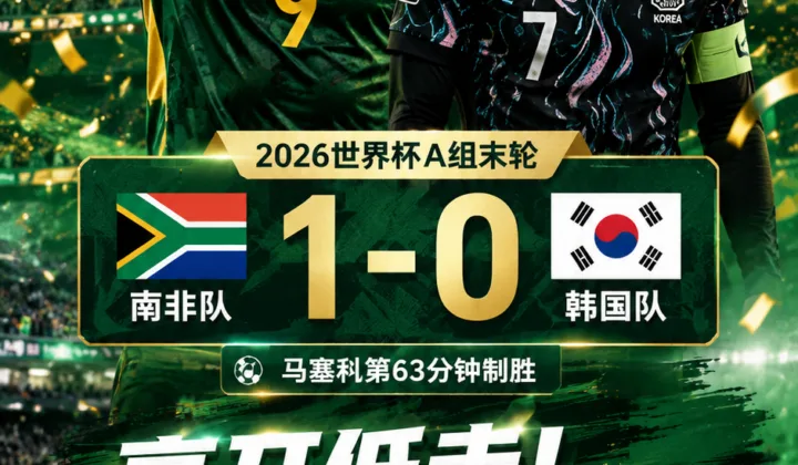 高开低走！2026世界杯战报：韩国0-1南非跌至A组第3，出线命运待定