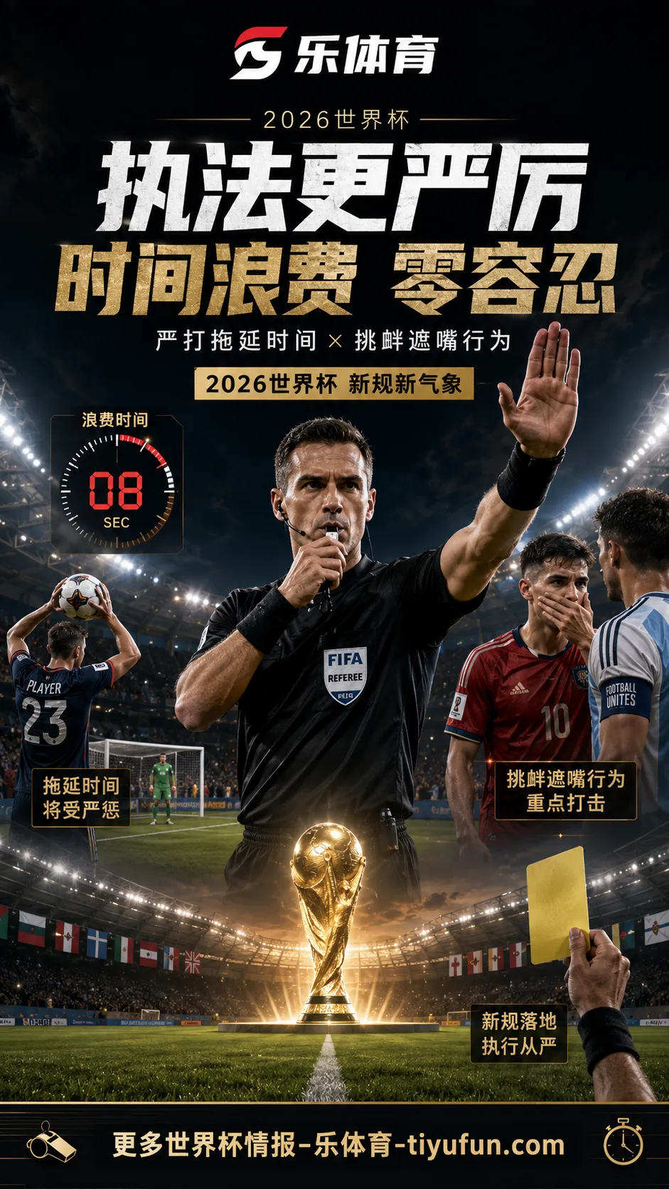 国际足联明确2026世界杯执法重点：严控拖延时间与遮嘴对抗行为