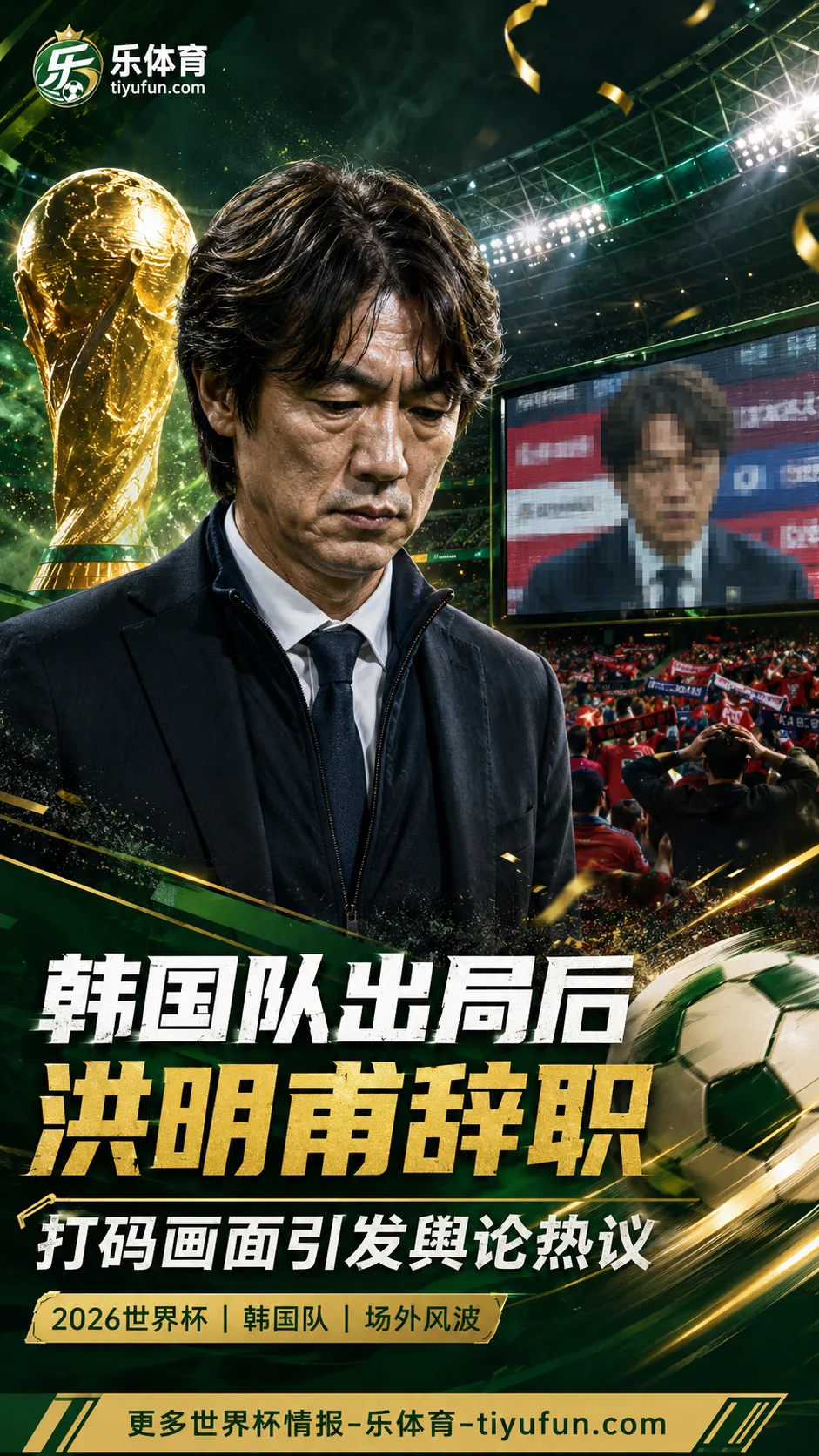 韩国队世界杯出局后洪明甫辞职，KBS打码报道引发热议