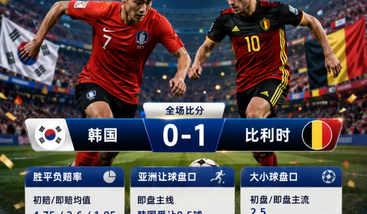 韩国vs比利时世界杯盘口复盘：亚洲让球兑现与大小球分析