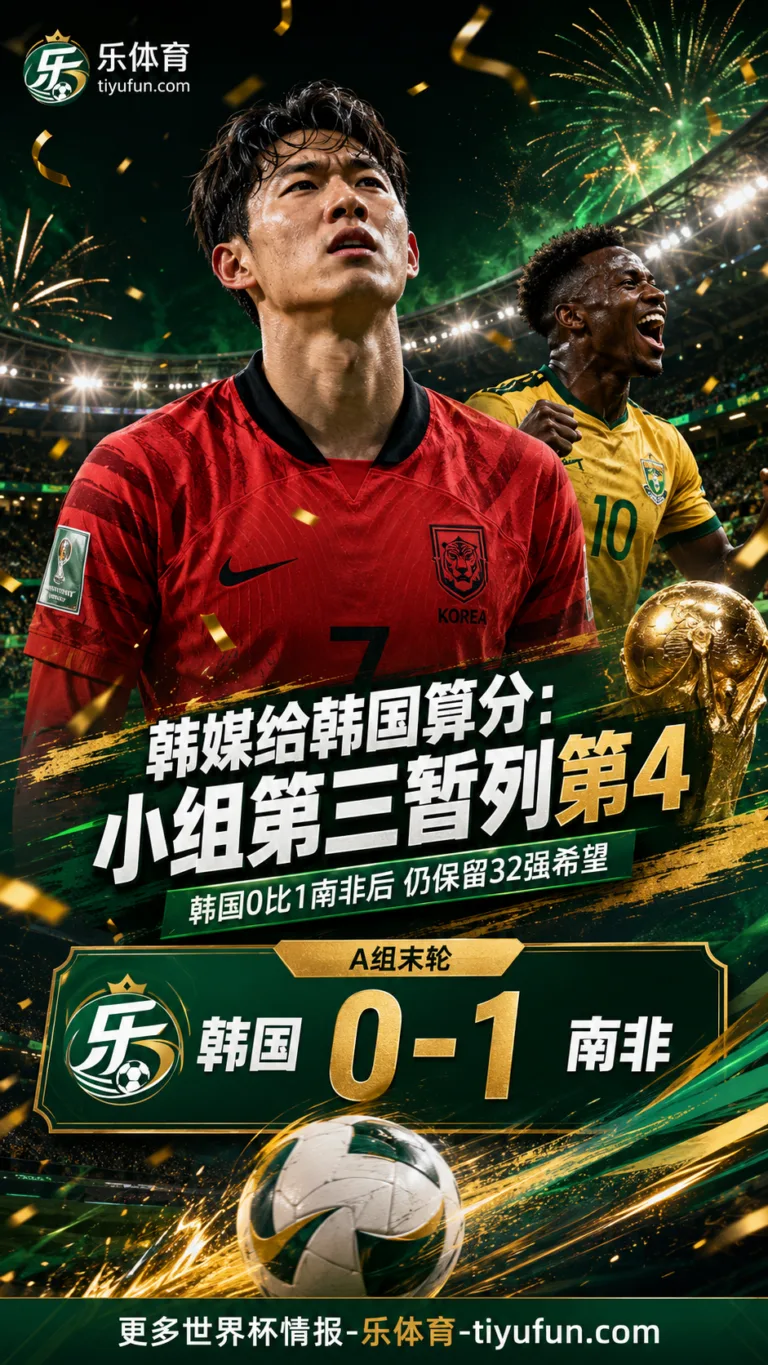 韩媒给韩国算分：2026世界杯小组第三暂列第4