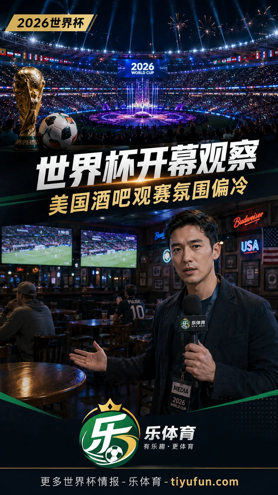贺炜美国前方报道引热议:2026世界杯开幕式期间酒吧观众寥寥