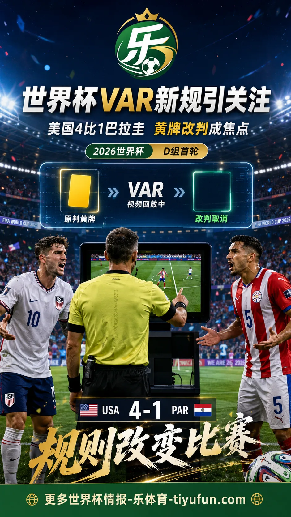 2026世界杯VAR新规引关注:美国队4:1巴拉圭,IFAB身份错判规则成焦点