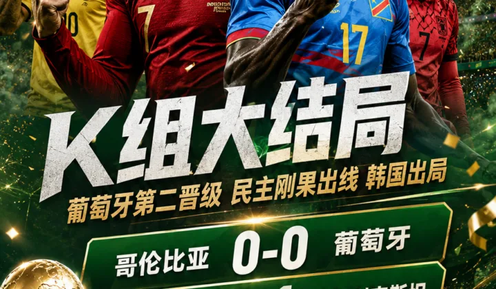 K组大结局战报：葡萄牙第二晋级，民主刚果逆转送韩国队出局