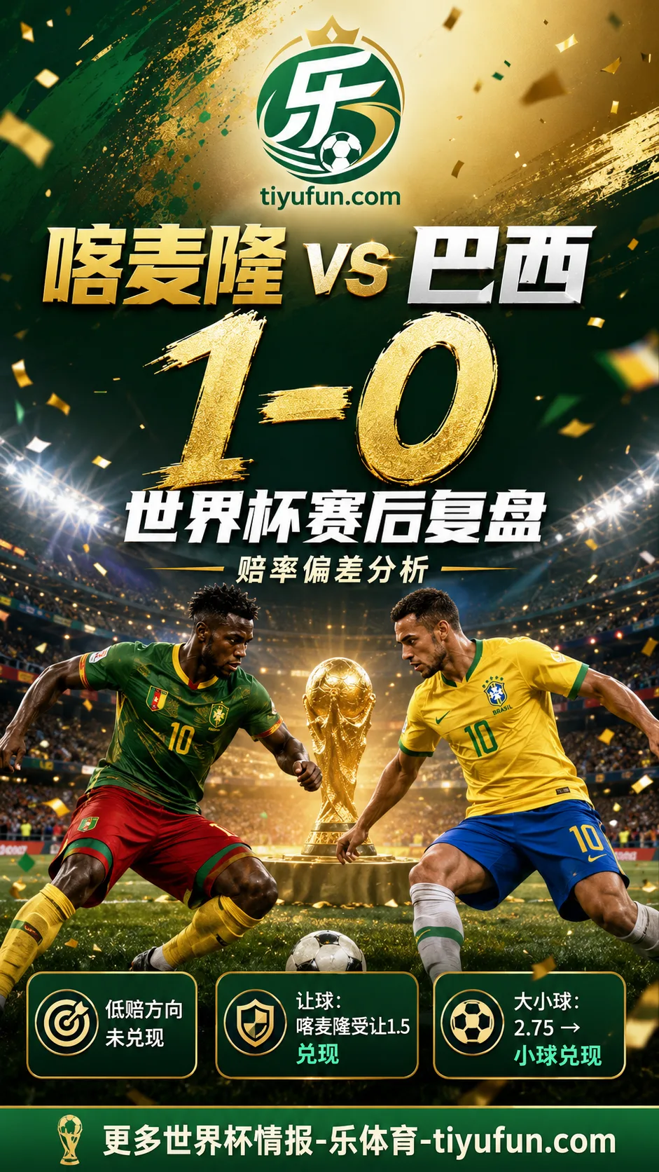 喀麦隆vs巴西世界杯赛后复盘:1-0赔率偏差分析