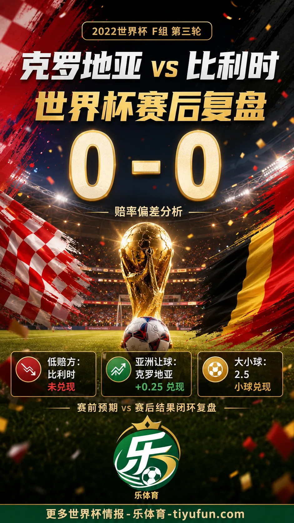 克罗地亚vs比利时世界杯赛后复盘:0-0赔率偏差分析