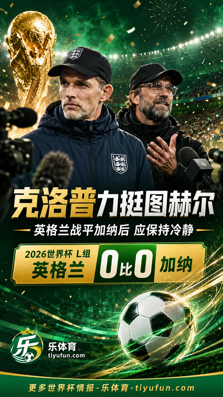 克洛普力挺图赫尔：2026世界杯英格兰队战平加纳后应保持冷静