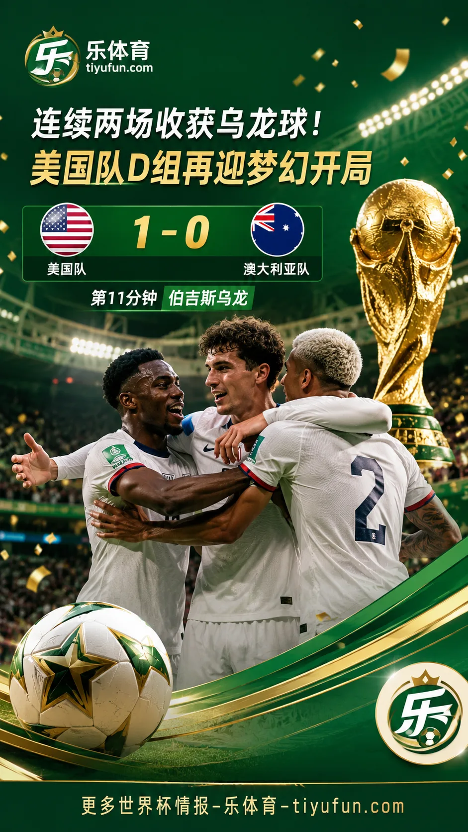 连续两场收获乌龙球！2026世界杯美国队D组再迎梦幻开局
