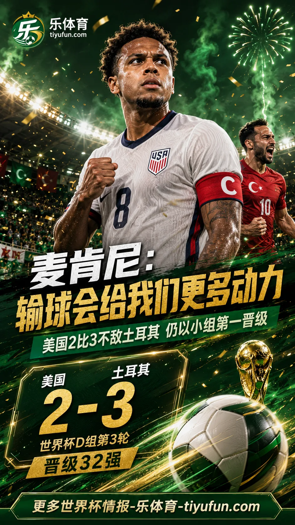 美国队2-3不敌土耳其仍头名晋级，麦肯尼：输球会给我们更多动力