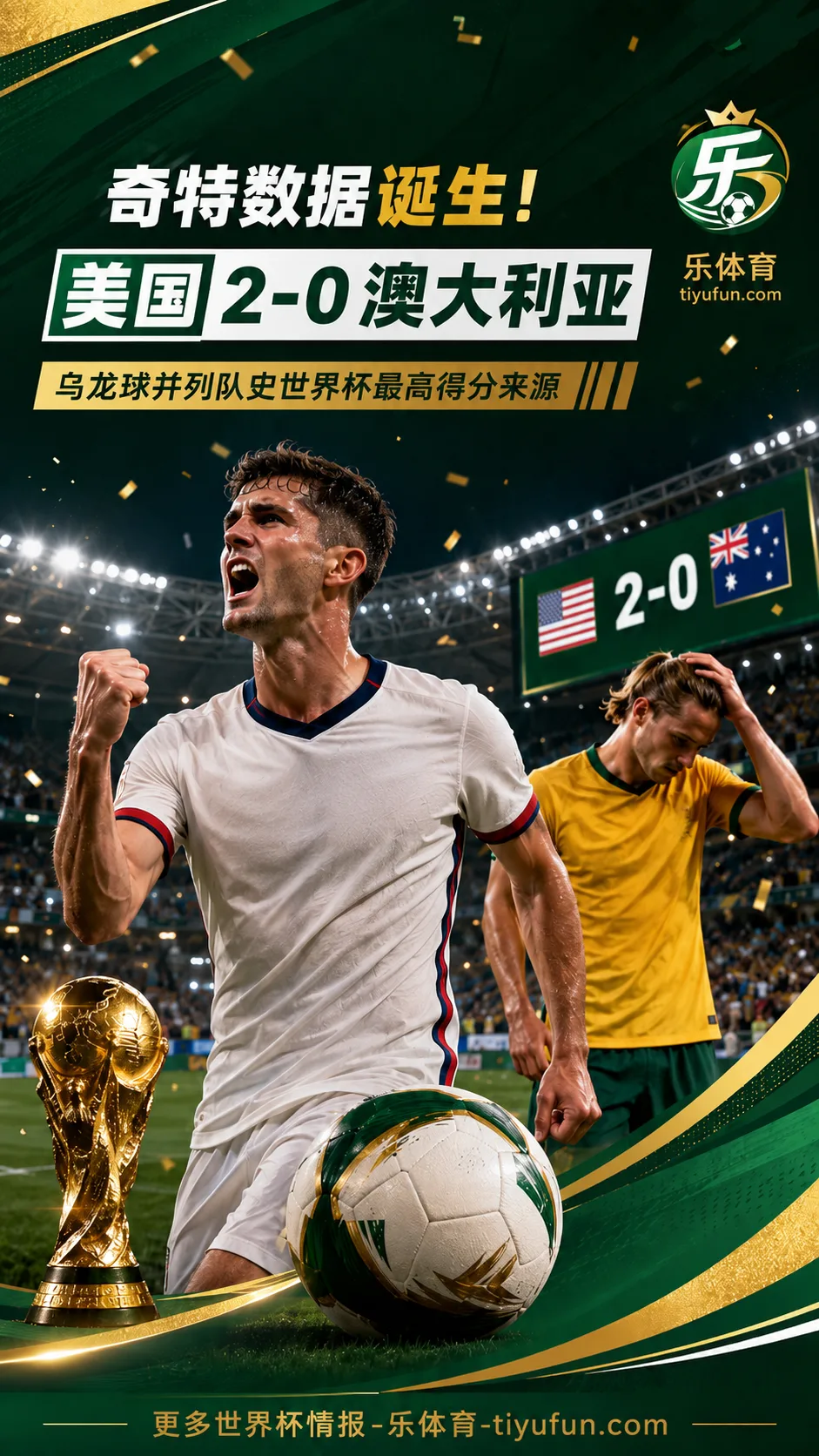 美国队再收乌龙大礼：2026世界杯2-0澳大利亚，队史数据诞生罕见并列