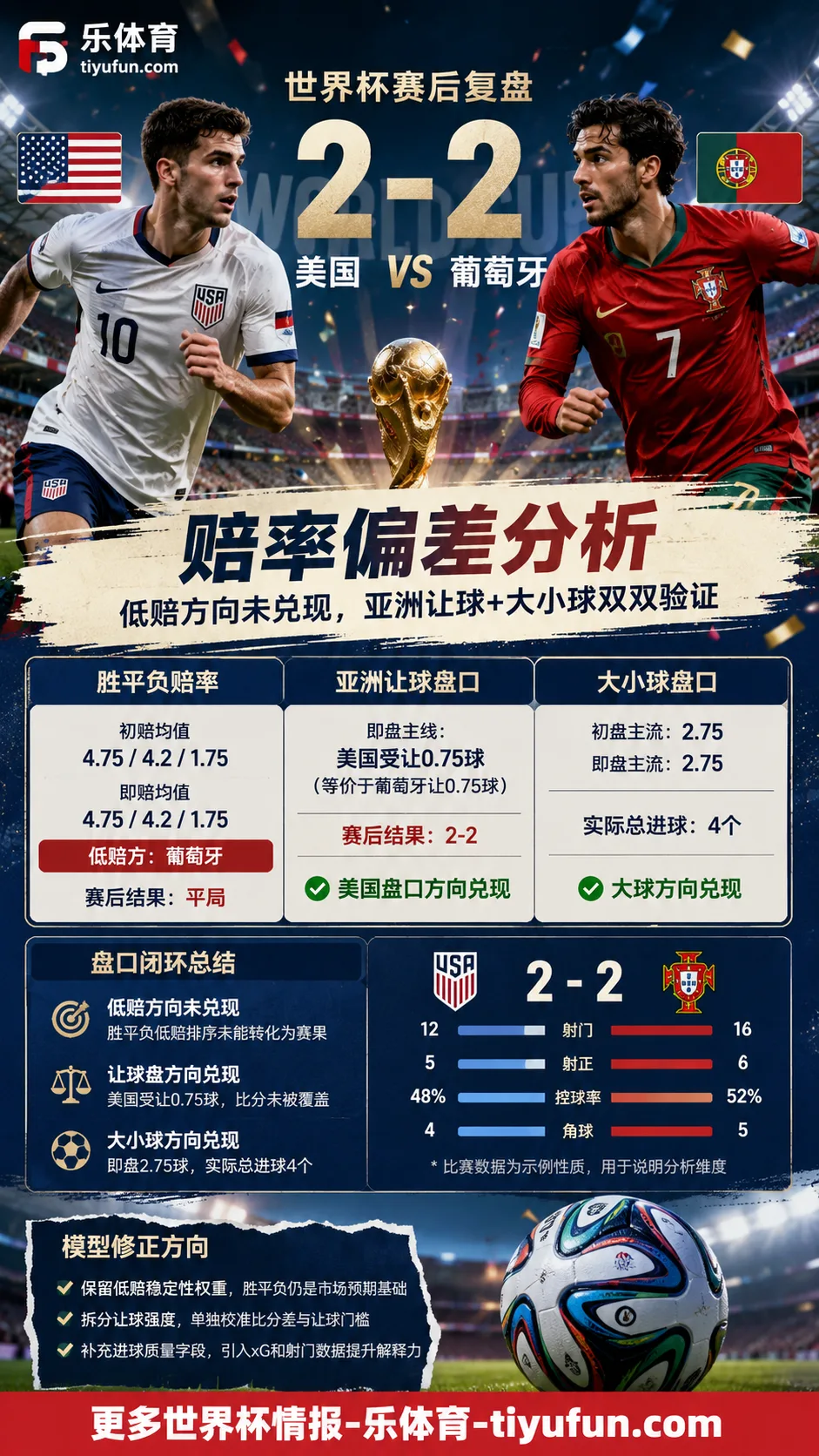 美国vs葡萄牙世界杯赛后复盘：2-2赔率偏差分析