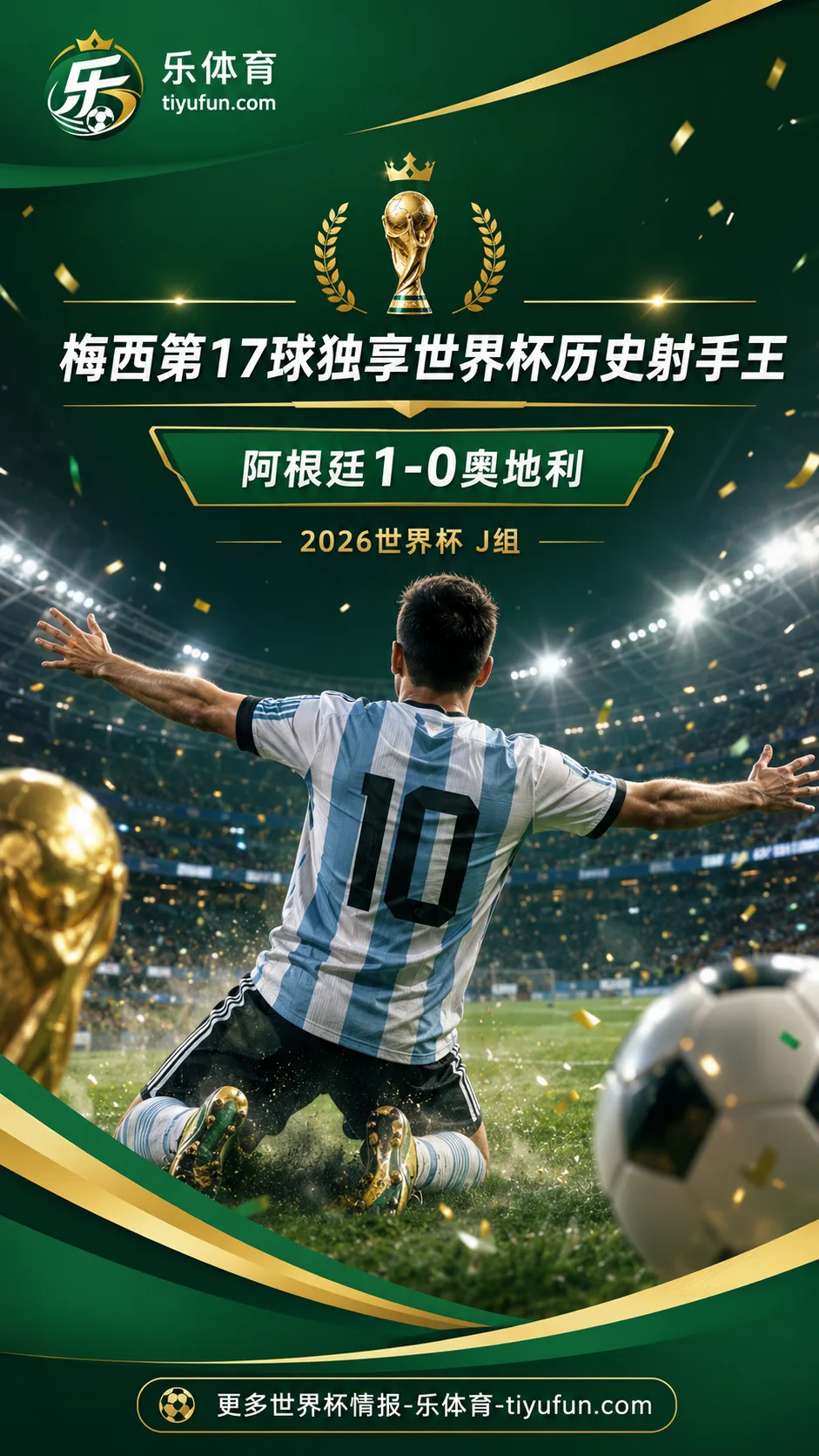 梅西第17球独享世界杯历史射手王，阿根廷暂1-0奥地利