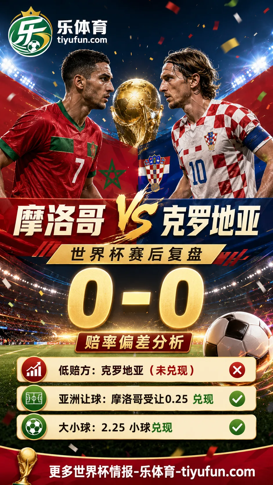 摩洛哥vs克罗地亚世界杯赛后复盘:0-0赔率偏差分析