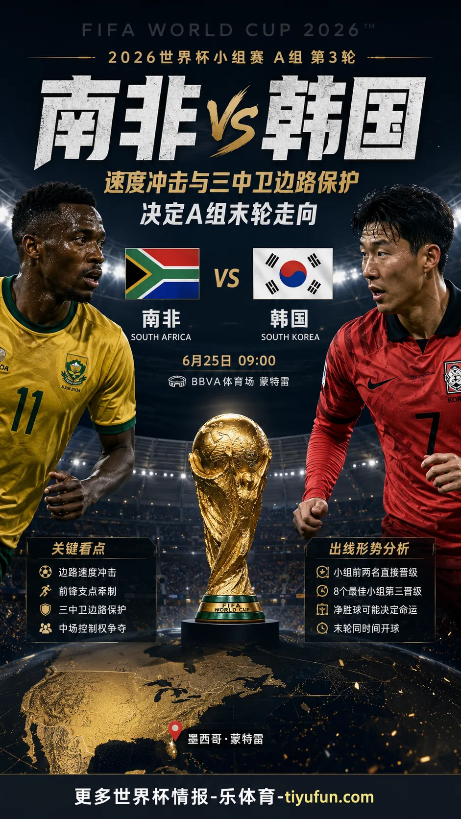 南非vs韩国前瞻：速度冲击与三中卫边路保护决定A组末轮走向