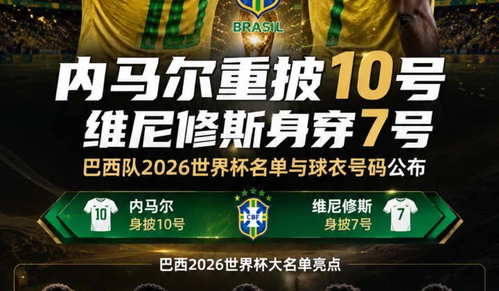 内马尔入选巴西2026世界杯名单重披10号，维尼修斯身穿7号