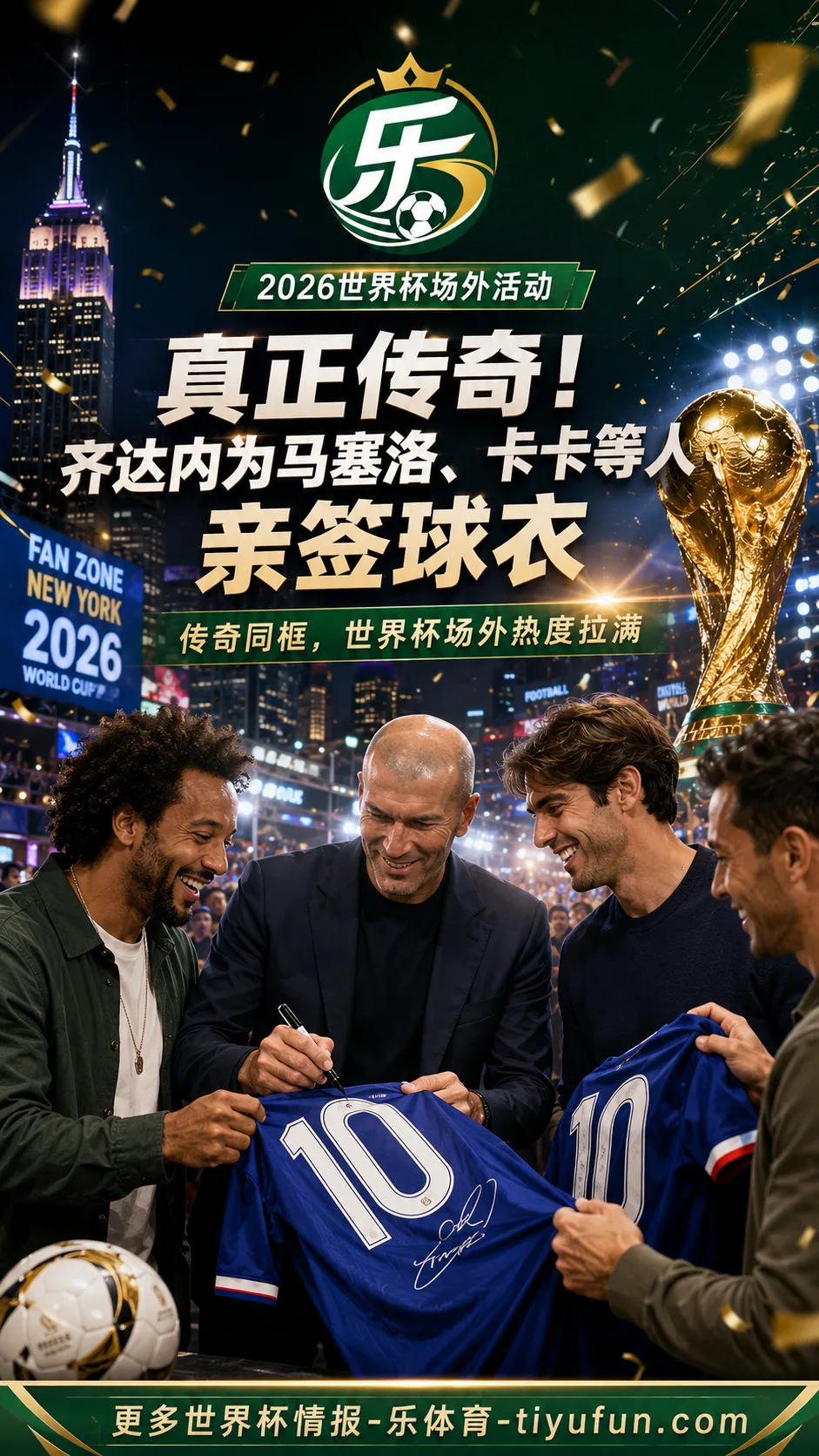 齐达内现身2026世界杯场外活动,为马塞洛卡卡等球星签名球衣