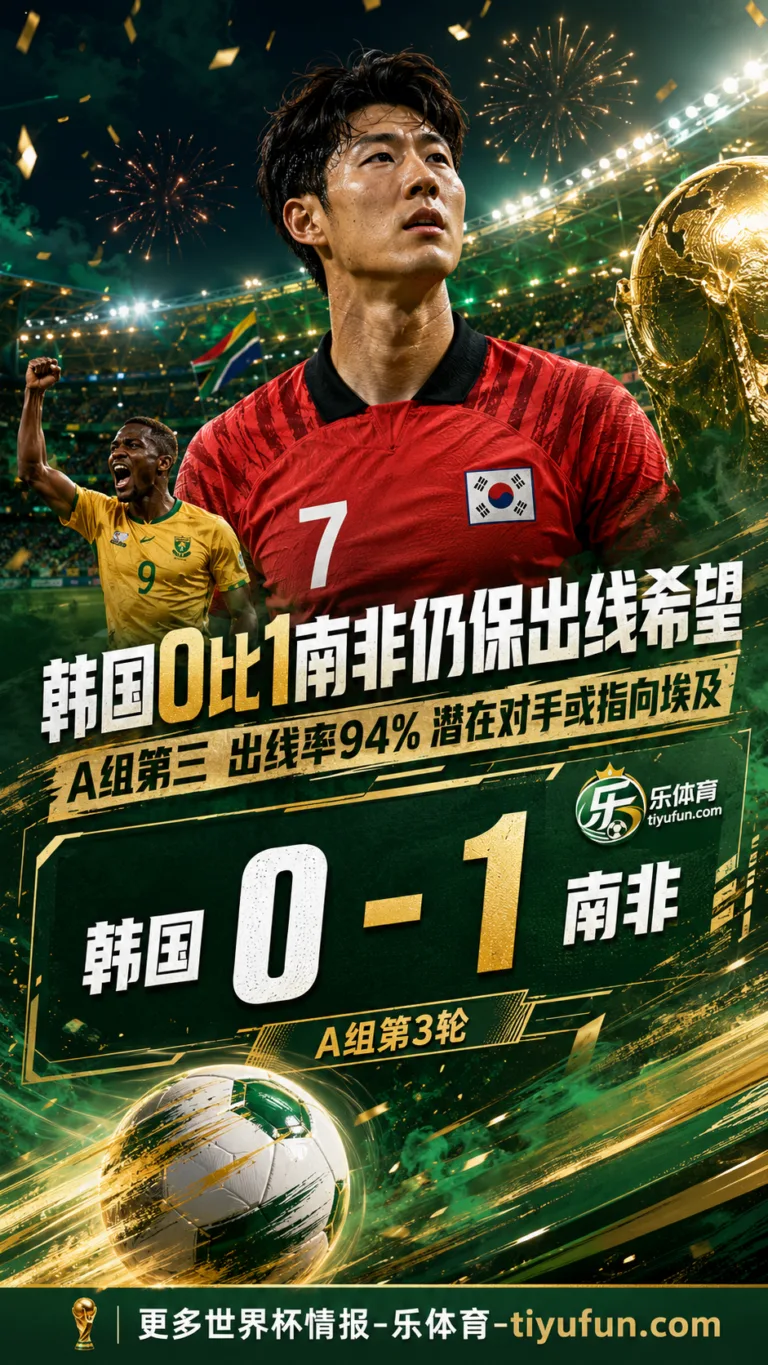 其实不算太糟？韩国0-1南非跌至A组第三，大数据测算出线率仍达94%