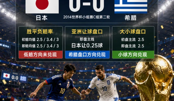 日本vs希腊世界杯赛后复盘：0-0赔率偏差分析