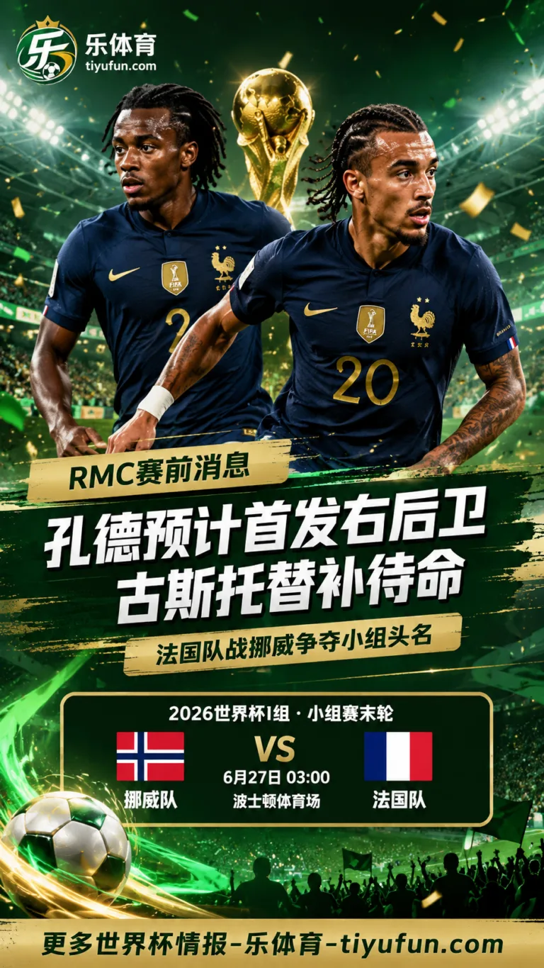 RMC：2026世界杯法国队战挪威，孔德预计首发古斯托替补