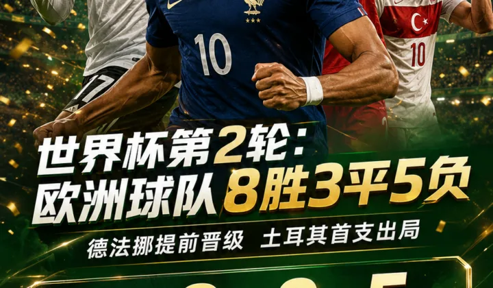 世界杯第2轮欧洲球队8胜3平5负：德法挪提前晋级，土耳其出局