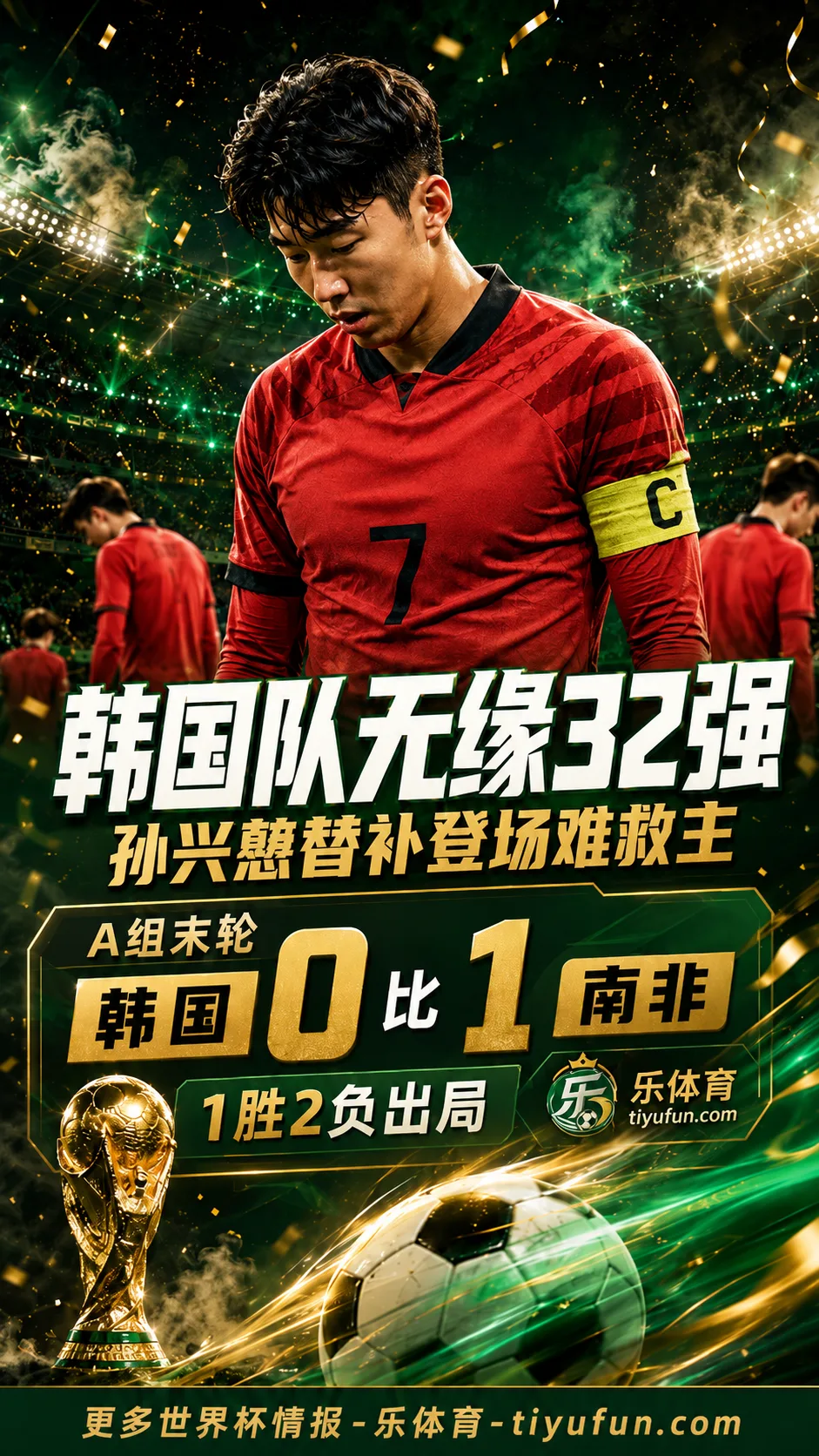世界杯离歌：韩国队无缘32强，孙兴慜替补登场难救主