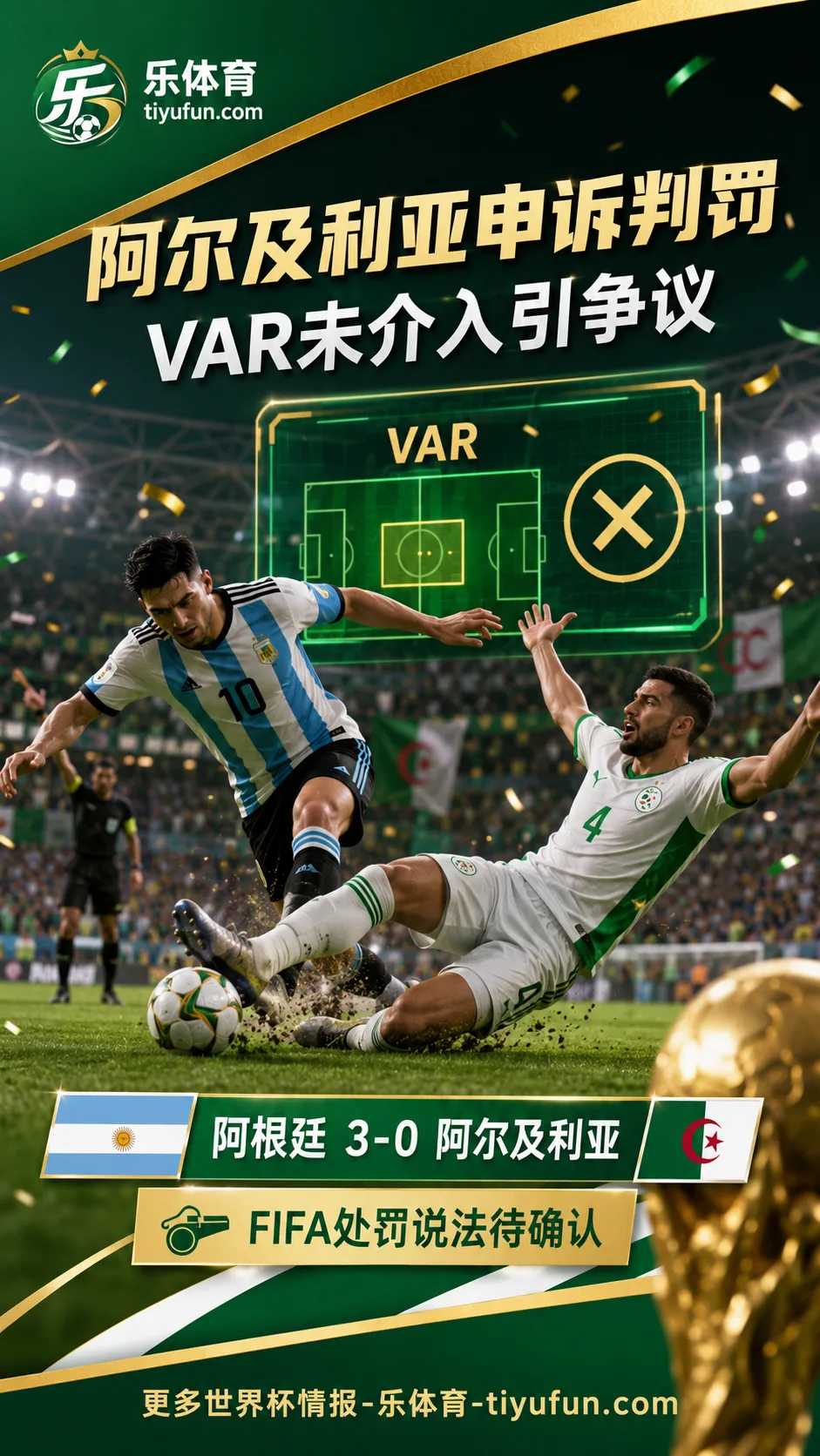 世界杯VAR争议升级：阿尔及利亚申诉梅西犯规，FIFA处罚说法仍待确认