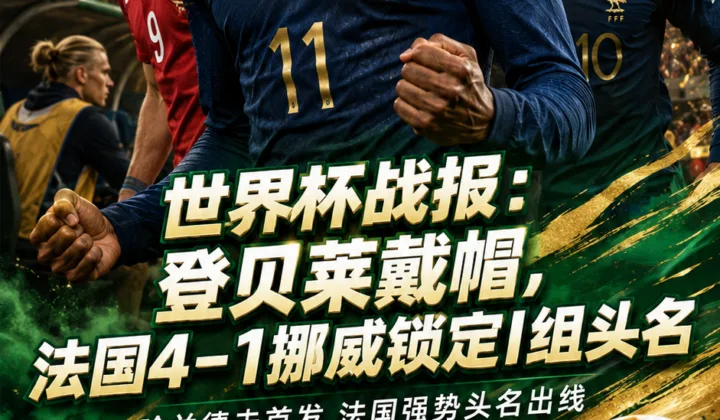 世界杯战报：登贝莱戴帽，法国4-1挪威锁定I组头名