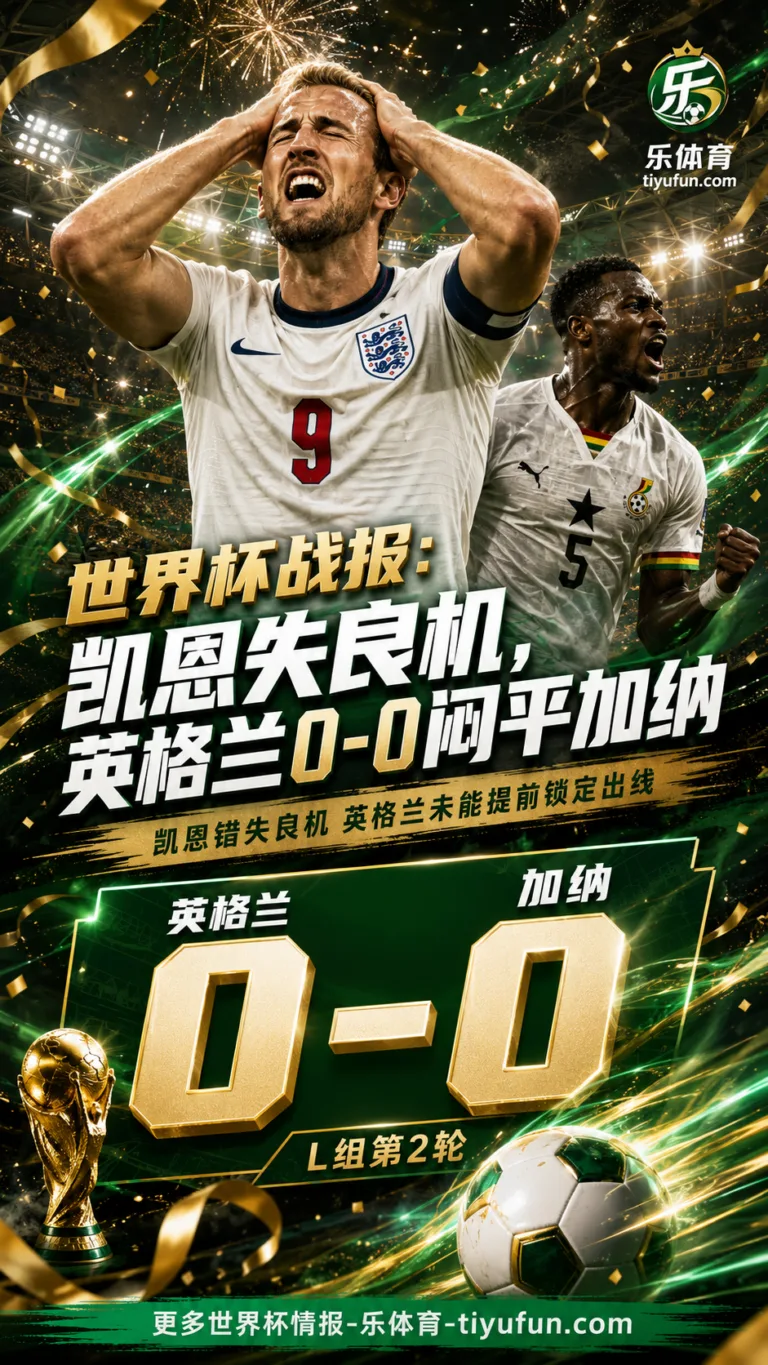 世界杯战报：凯恩失良机，英格兰0-0闷平加纳