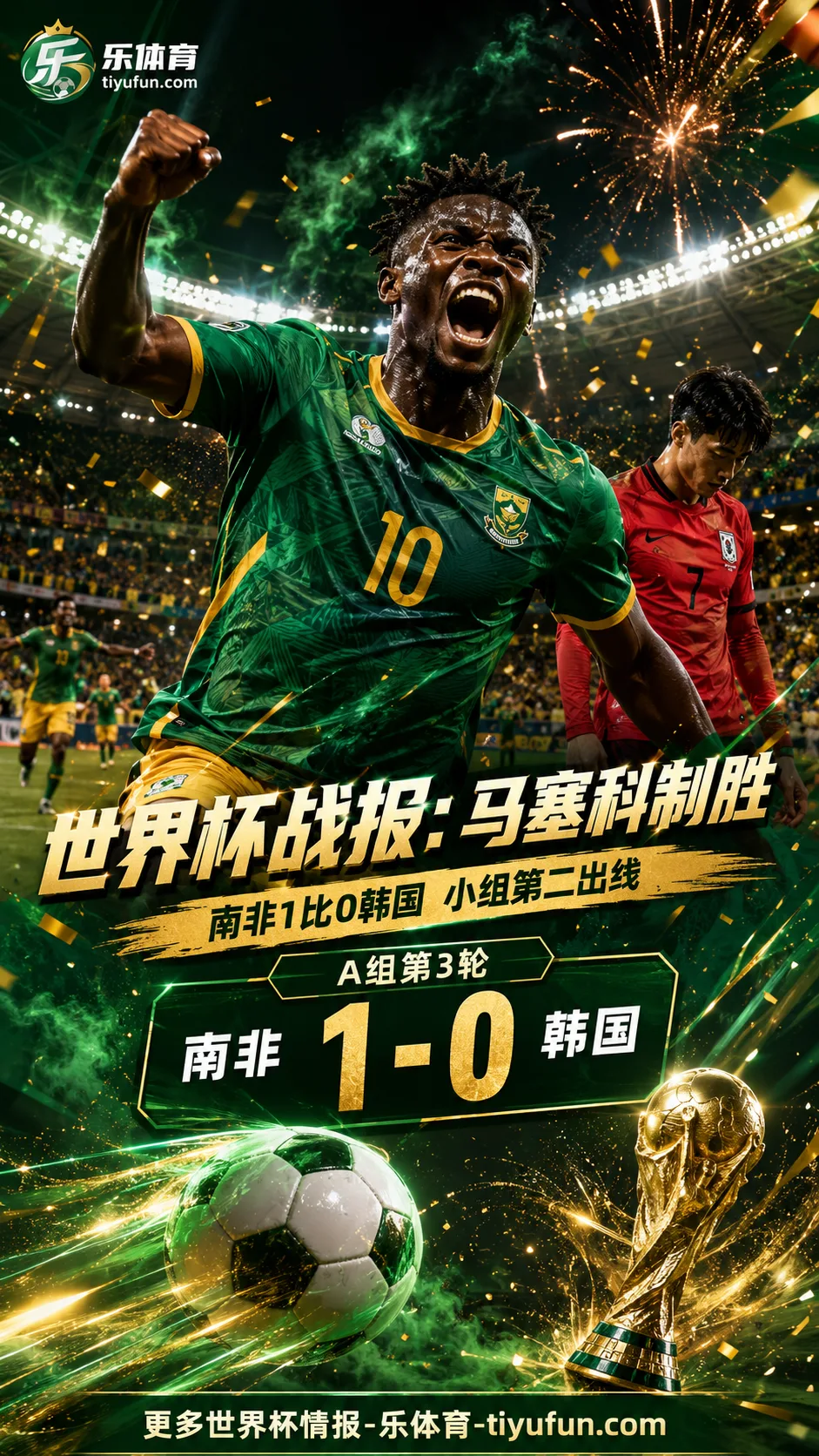 世界杯战报：马塞科制胜，南非1-0韩国以小组第二出线
