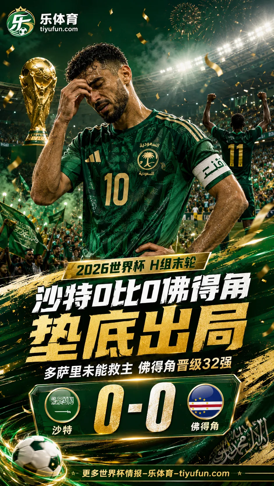 世界杯战报：沙特0-0佛得角垫底出局，多萨里从绝杀阿根廷到进攻低迷