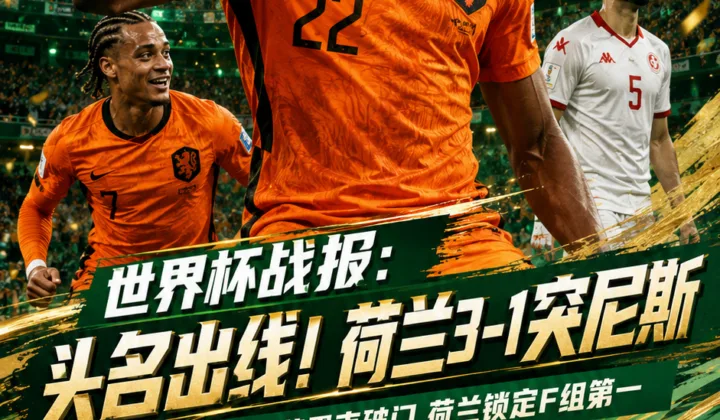 世界杯战报：头名出线！布罗比范黑克破门，荷兰3-1突尼斯