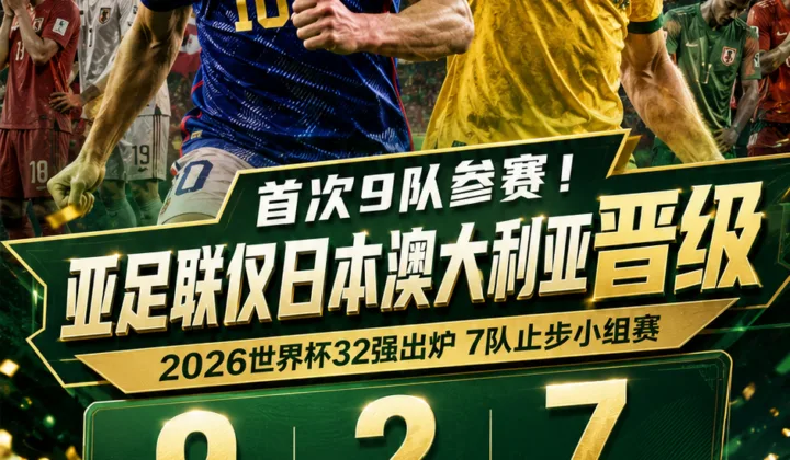 首次9队参赛！2026世界杯亚足联仅日本澳大利亚晋级，7队止步小组赛