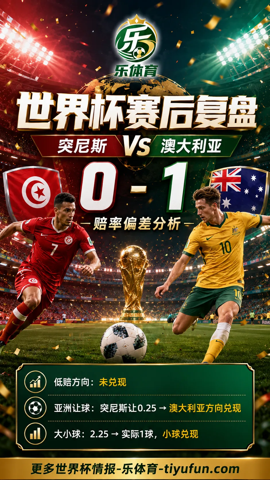突尼斯vs澳大利亚世界杯赛后复盘:0-1赔率偏差分析