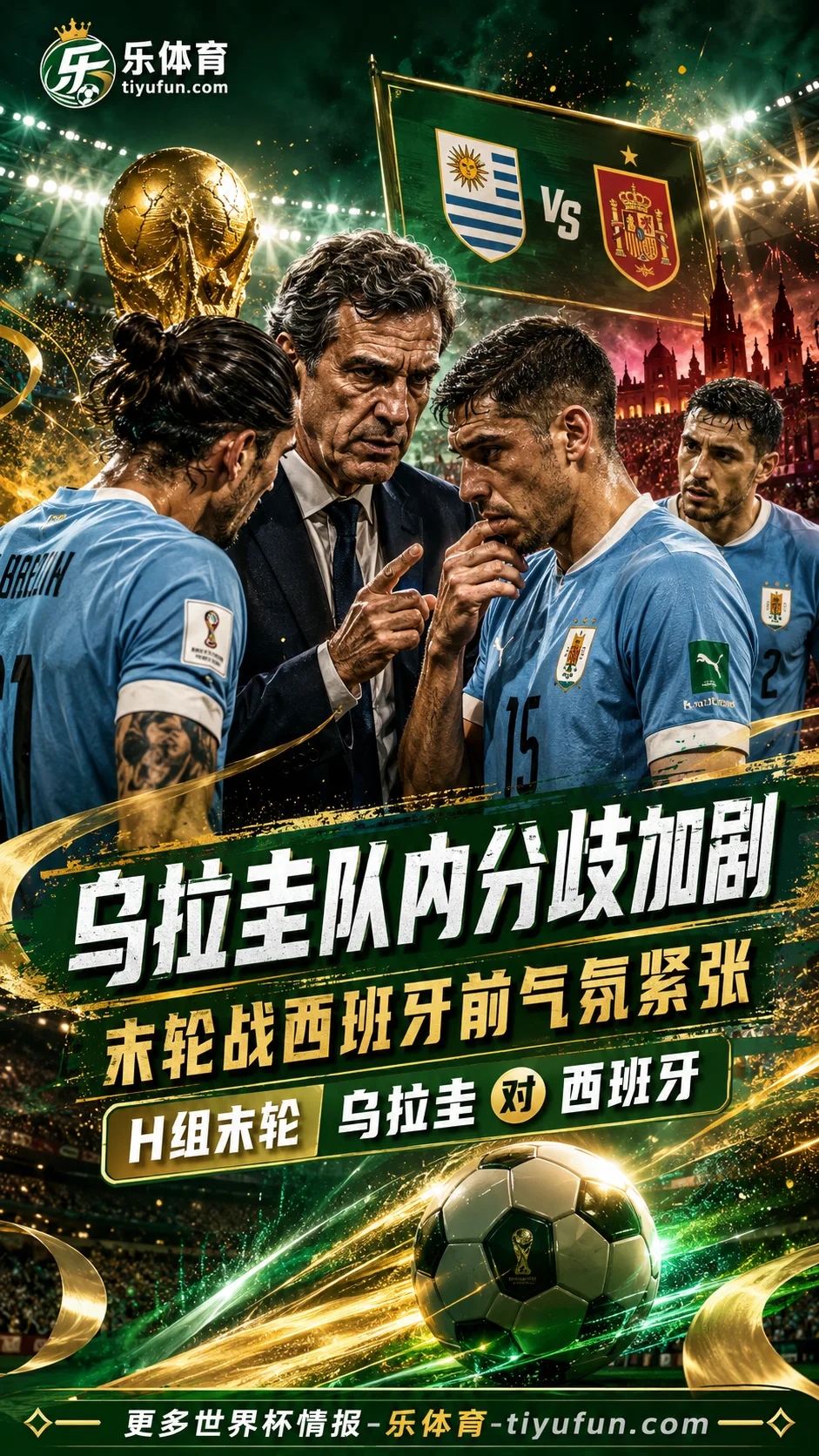 外媒：乌拉圭队内分歧加剧，2026世界杯末轮战西班牙前气氛紧张