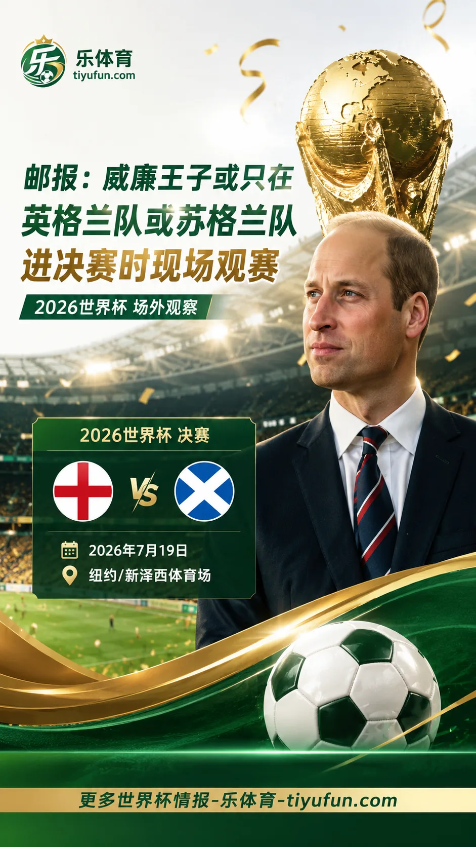 威廉王子或只在英格兰队、苏格兰队进决赛时现身2026世界杯