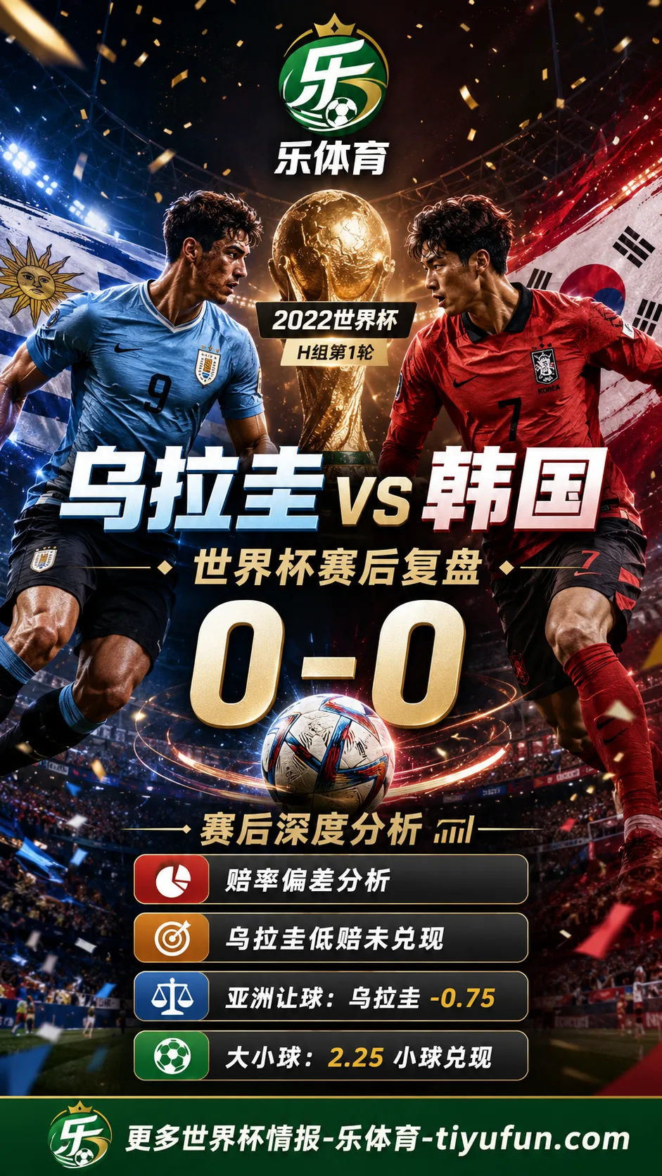 乌拉圭vs韩国世界杯赛后复盘:0-0赔率偏差分析