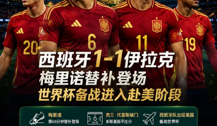 西班牙热身赛1-1伊拉克：梅里诺替补登场，世界杯备战进入赴美阶段
