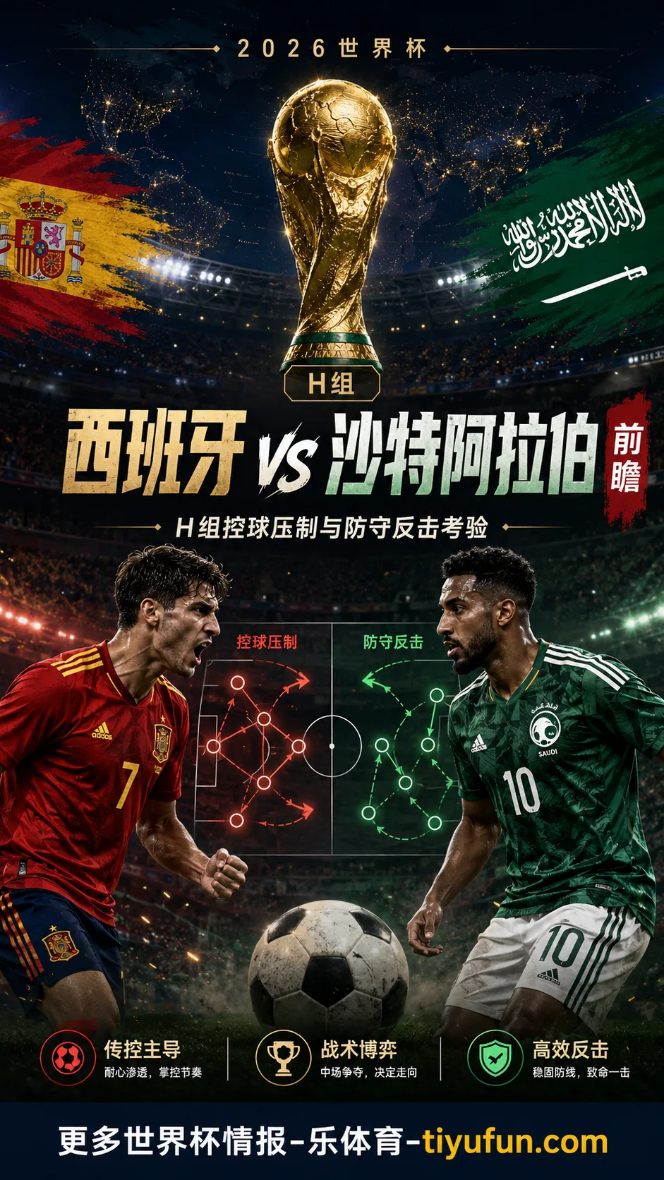 西班牙 vs 沙特阿拉伯前瞻：控球压制与防守反击的H组考验