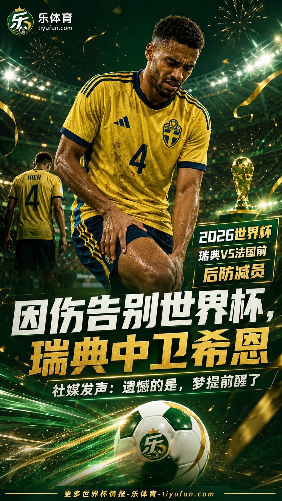 因伤告别世界杯，瑞典中卫希恩：遗憾的是，梦提前醒了